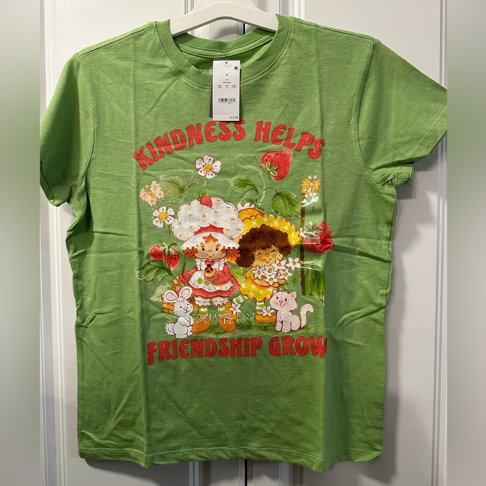 Strawberry Shortcake Womens T-shirt Green Friendship Cute Size S NEW